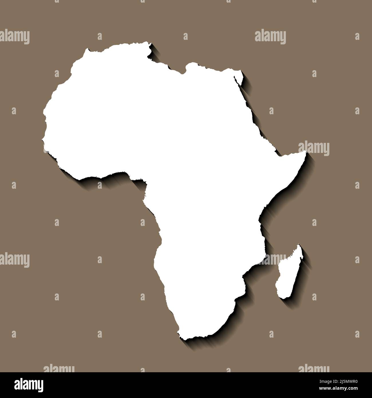 Karte von Afrika, Schildersilhouette. Weltkarte, Globus. Vektorgrafik isoliert auf farbigem Hintergrund. Afrikanischer Kontinent Stock Vektor