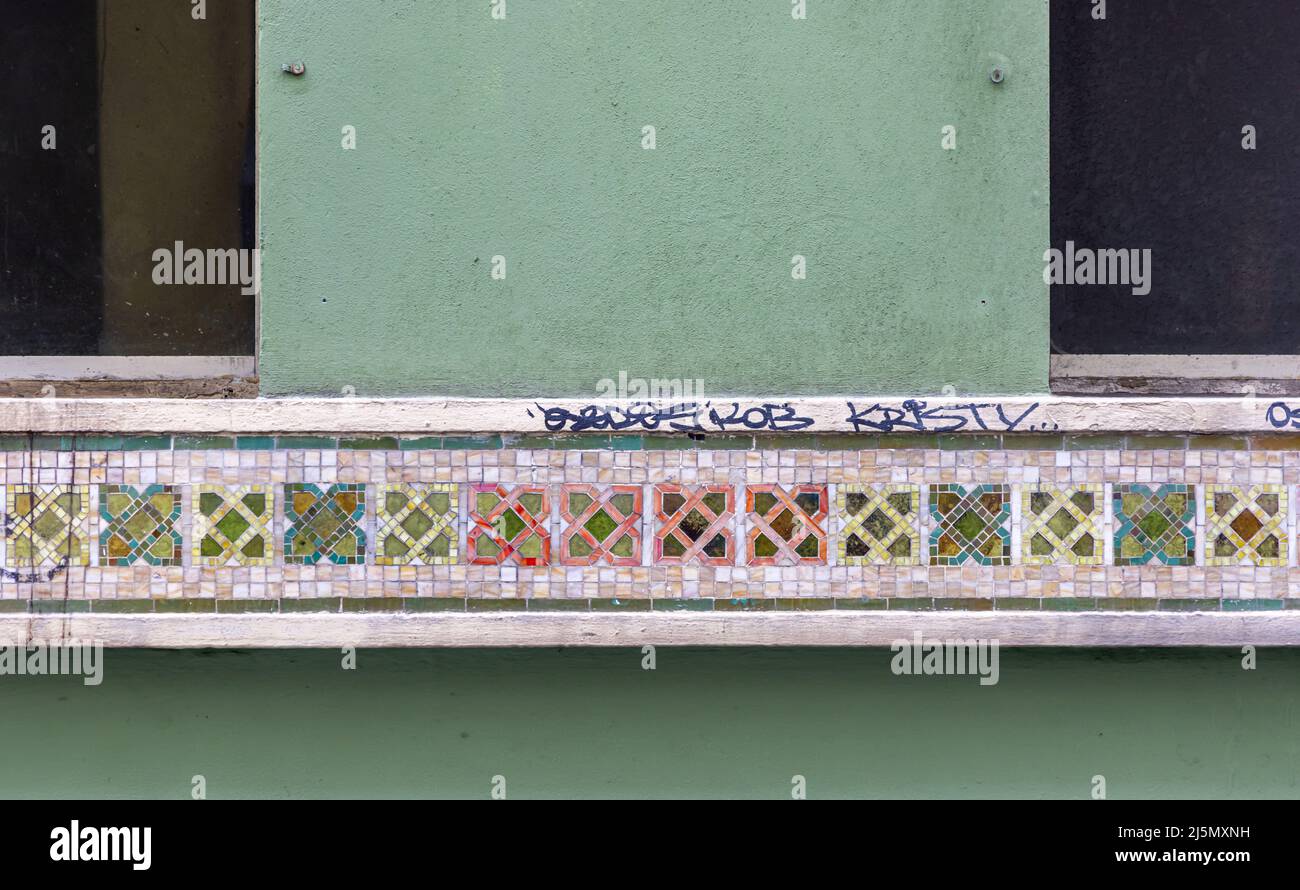Dekoratives Element mit Graffiti in Old San Juan Stockfoto