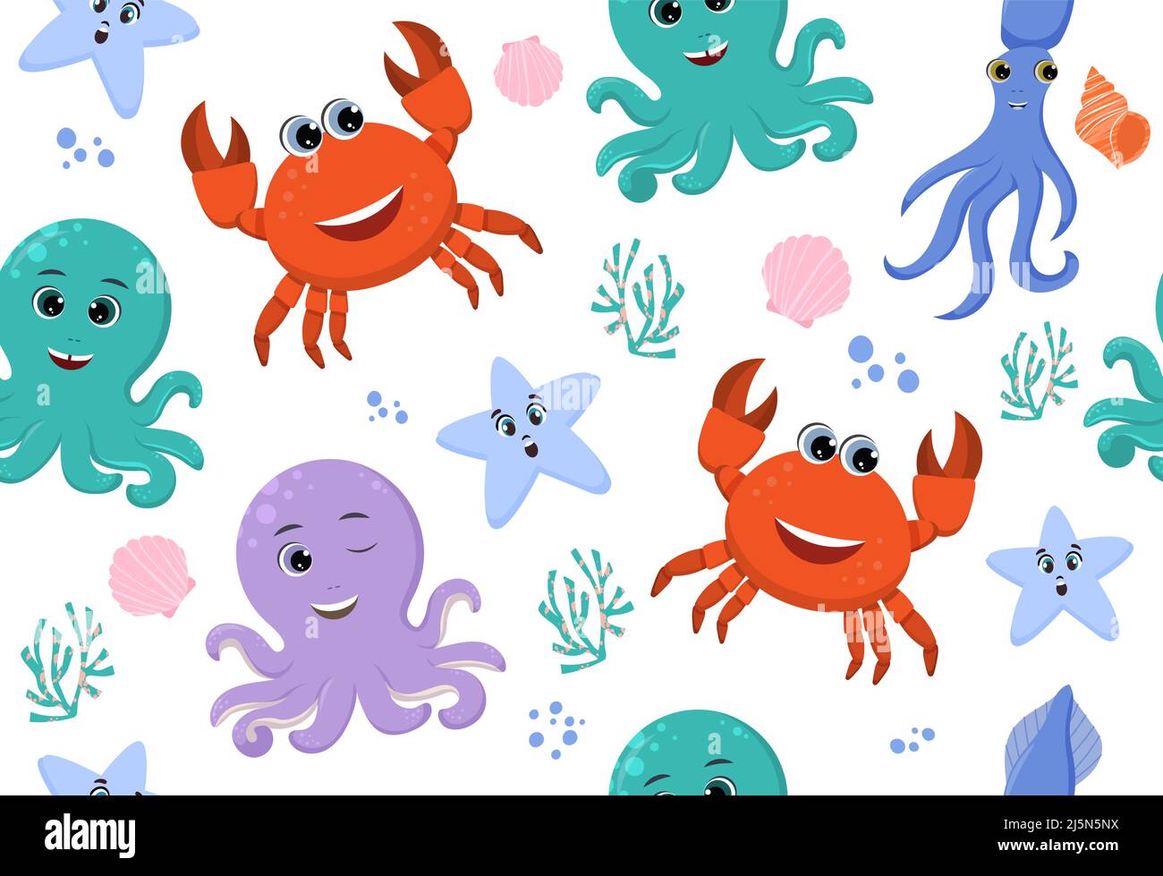 Sea Life nahtlose Muster Stock Vektor