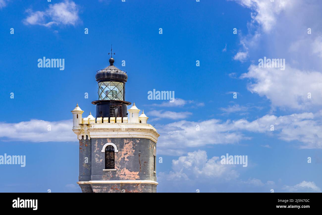 Leuchthaus in El Morro, Old San Juan, Puerto Rico Stockfoto
