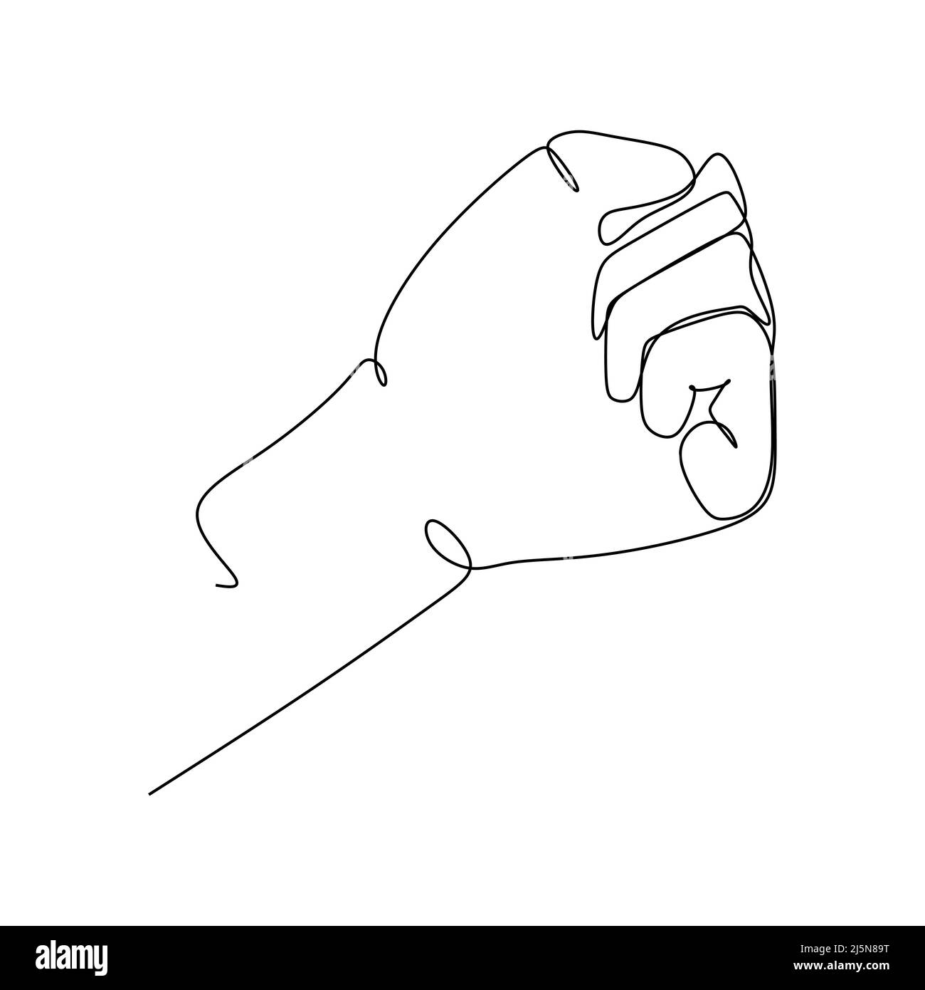 Geballte Faust kontinuierliche Linie zeichnen Design Vektor Illustration. Zeichen und Symbol der Handgesten. Einzelne fortlaufende Zeichnungslinie. Handgezeichnete Kunst Stock Vektor