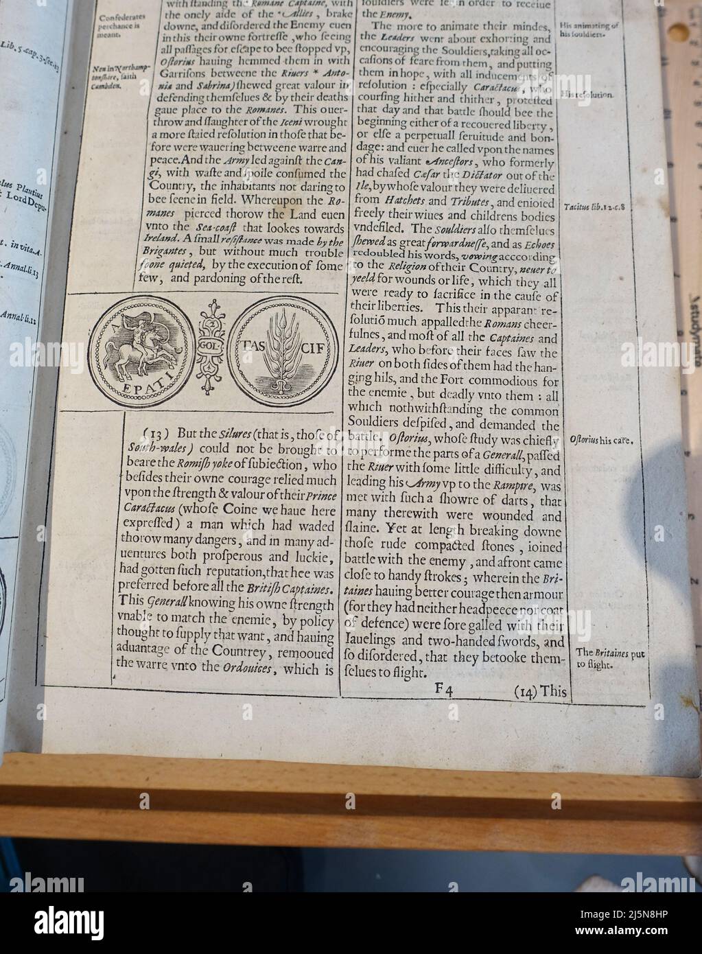 Text und Bilder aus John Speed's Geschichte der Großen Britaine - 1623 Stockfoto