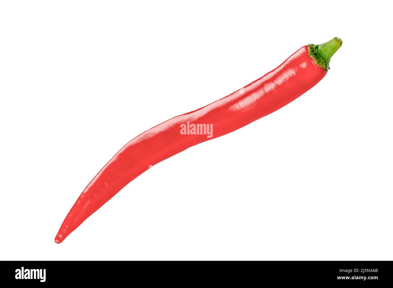 Rote scharfe Chilischote. Hochwertige Aufnahme von roten langen Paprika isoliert auf weiß. Nahaufnahme von Red Chili Peppers auf weißem Hintergrund. Red Cayenne Stockfoto
