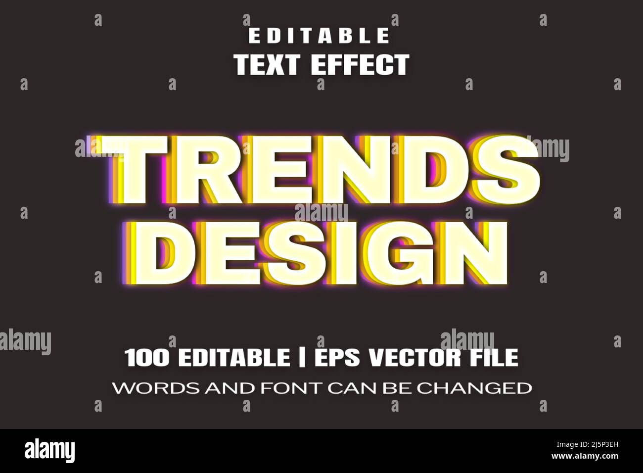 Editierbarer Text Effekte Trends Design, Wörter und Schriftart können geändert werden Stock Vektor