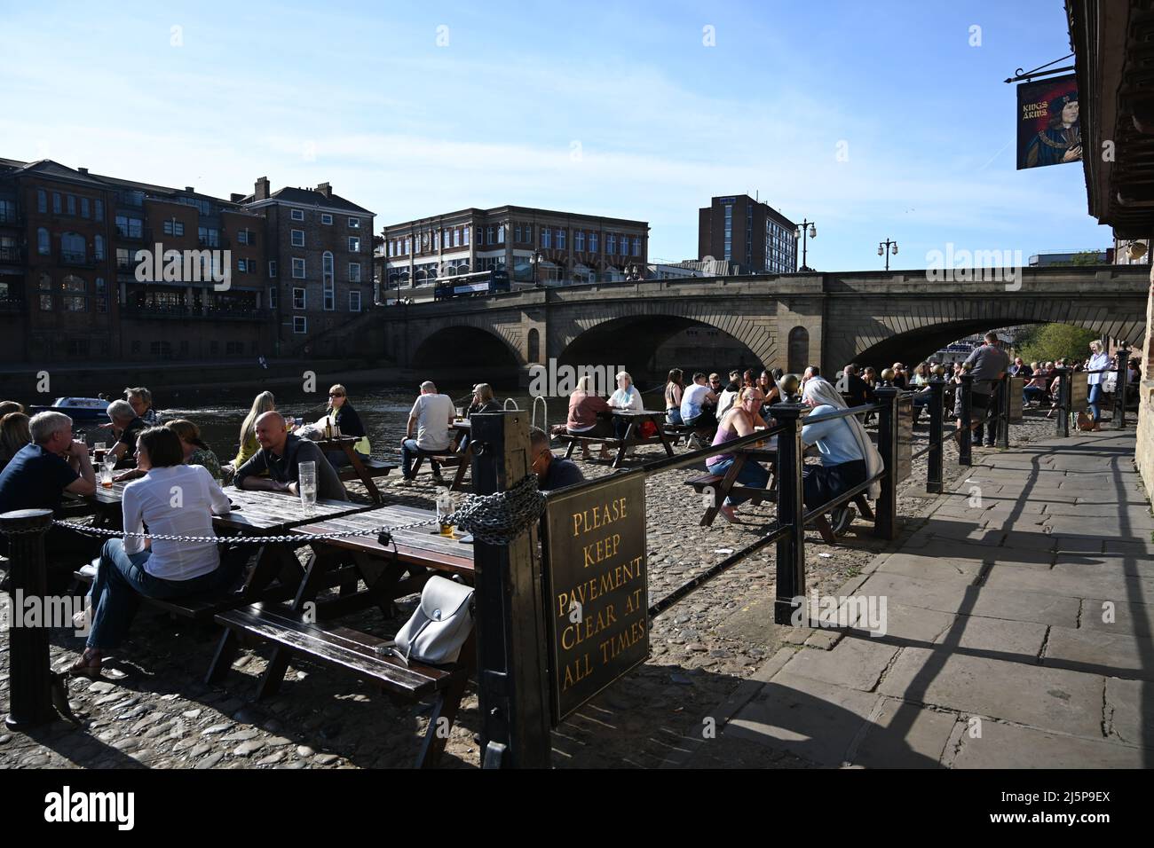 Geselligkeit Bereich, Kings Staith, York. River ouse River Front Stockfoto