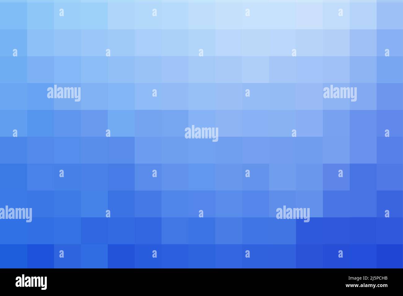 Verlaufshintergrund von hellblauen Quadraten. Horizontale geometrische Textur von himmelblauen Tönen Quadrate. Vorlage für abstrakte Quadrate-Pixel-Art. Das Substrat Stock Vektor