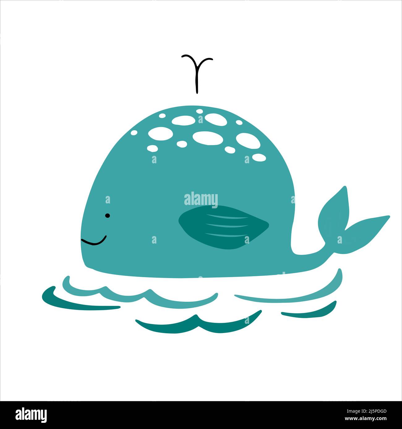 Niedliche lächelnde Wale Hand in Doodle-Stil gezeichnet Stock Vektor