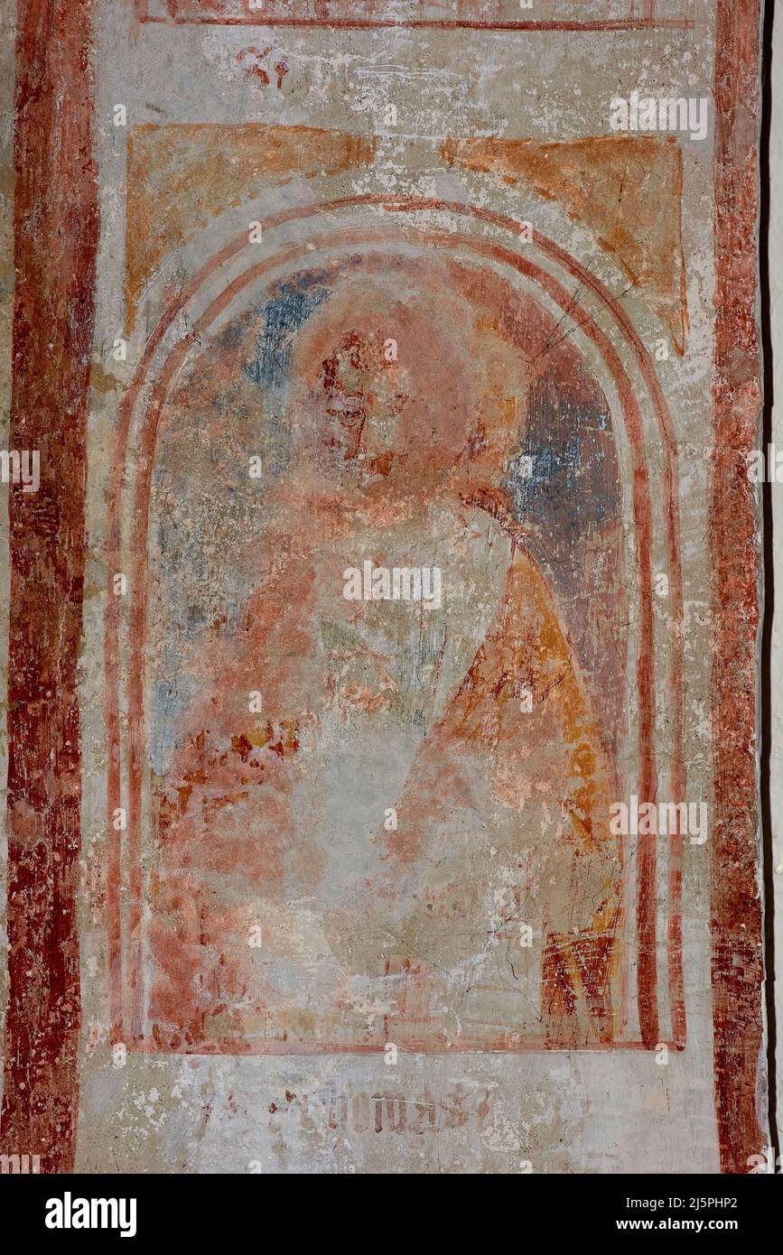 San Tommaso apostolo - pittore bresciano della prima metà del XVI secolo - Polpenazze (Bs) ,Italia,chiesa di S.Pietro in Lucone Stockfoto