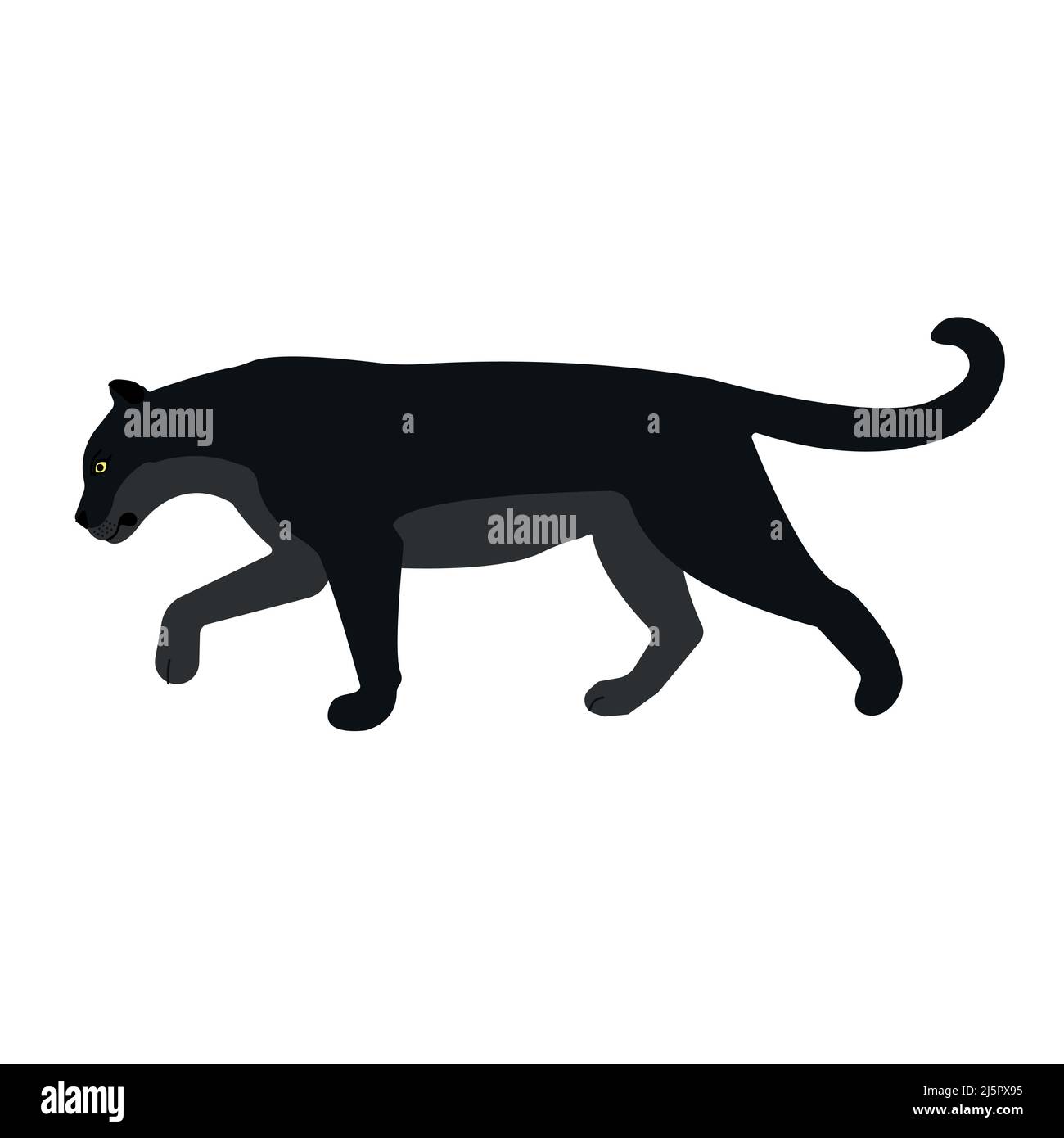 Vektor flach schwarzen Panther isoliert auf weißem Hintergrund Stock Vektor