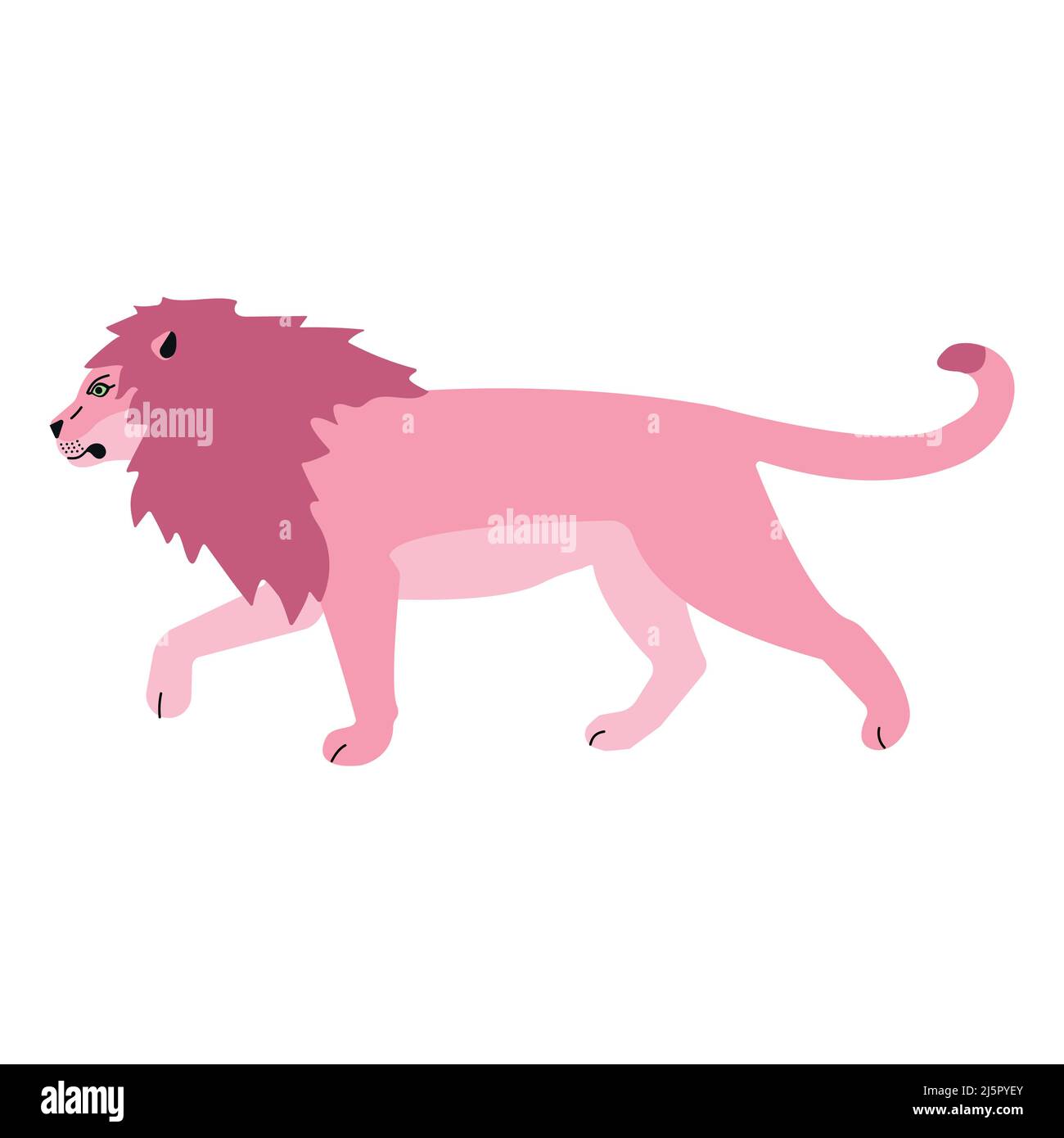 Vektor flach rosa Löwe isoliert auf weißem Hintergrund Stock Vektor