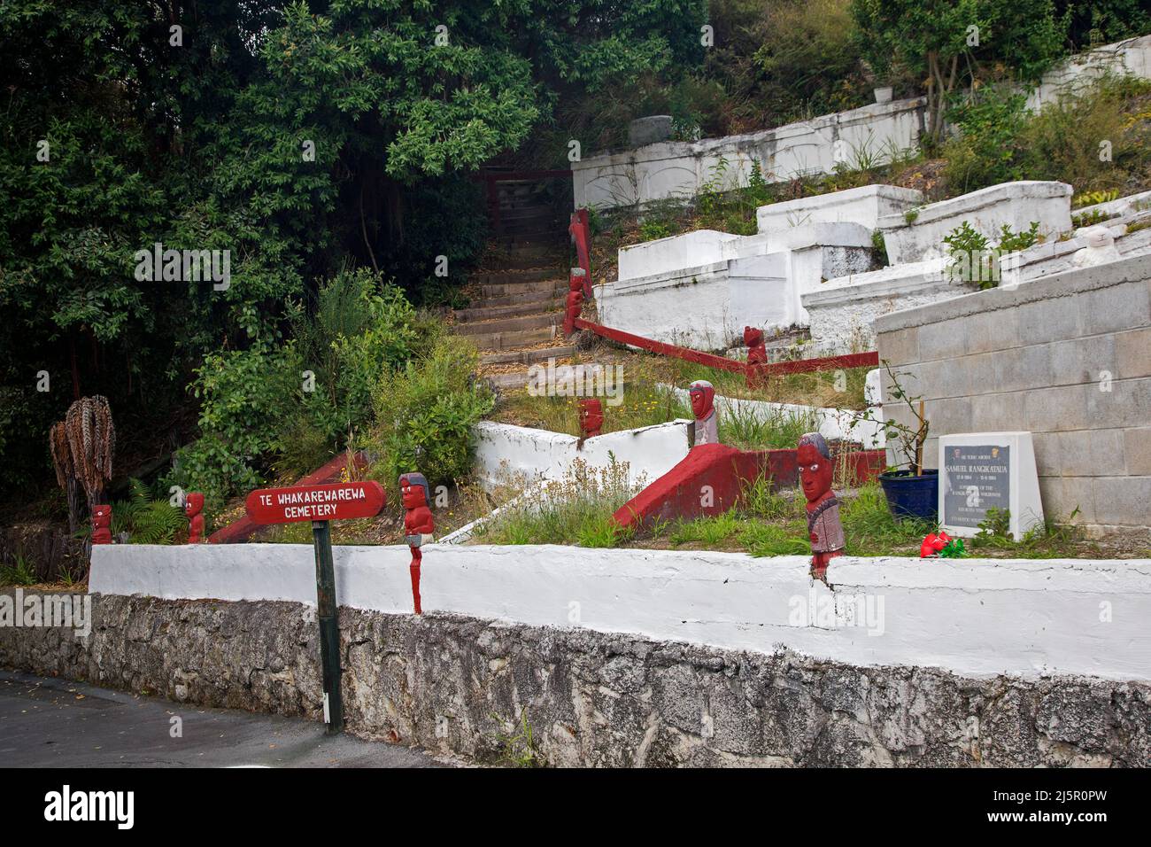Neuseeländischer Friedhof Rotorua Whakarewarewa Maori Village. Stockfoto