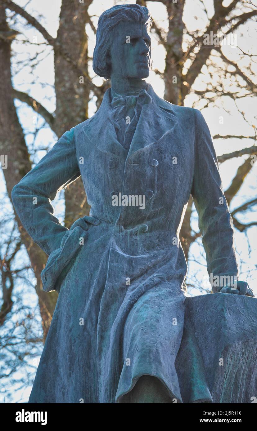 Statue des schwedischen Dichters, Komponisten und Politikers Gunnar Wennerberg von Theodor Lundberg, Uppsala, Uppland, Schweden Stockfoto