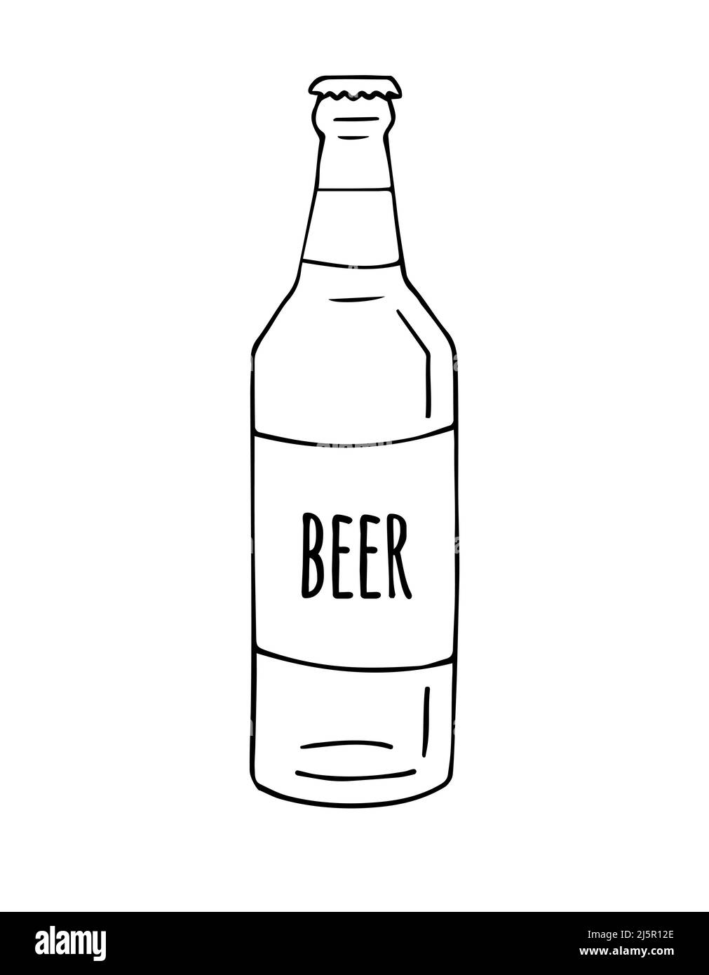 Vektor handgezeichnete Skizze Doodle Bierflasche isoliert auf weißem Hintergrund Stock Vektor