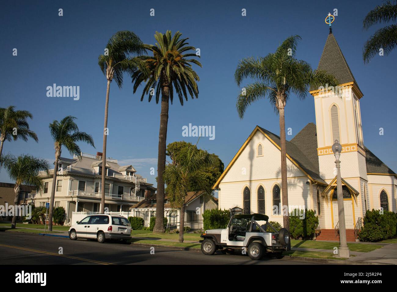 Graham Memorial Presbyterian Church auf der C Avenue in Coronado Island, San Diego Stockfoto