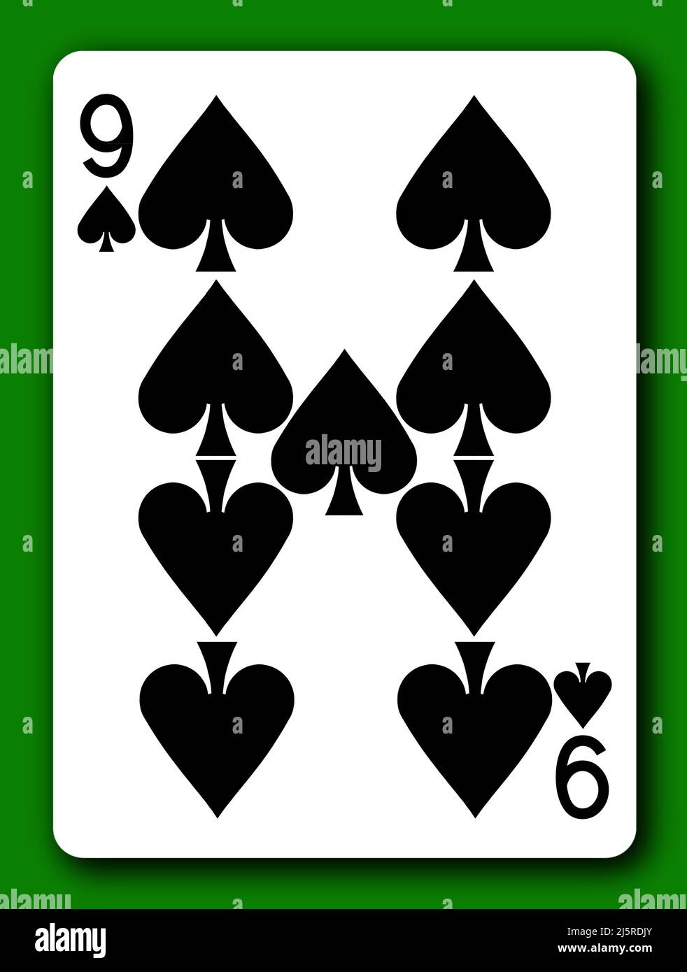 9 neun Pik-Spielkarte mit Beschneidungspfad Stockfoto