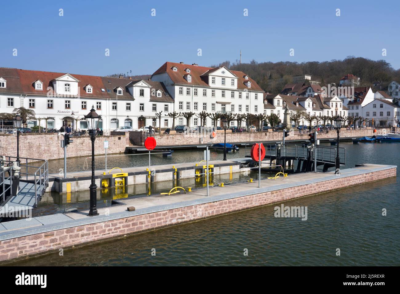 Der neue Hafen von Bad Karlshafen, Weserbergland, Hessen, Deutschland, Europa Stockfoto