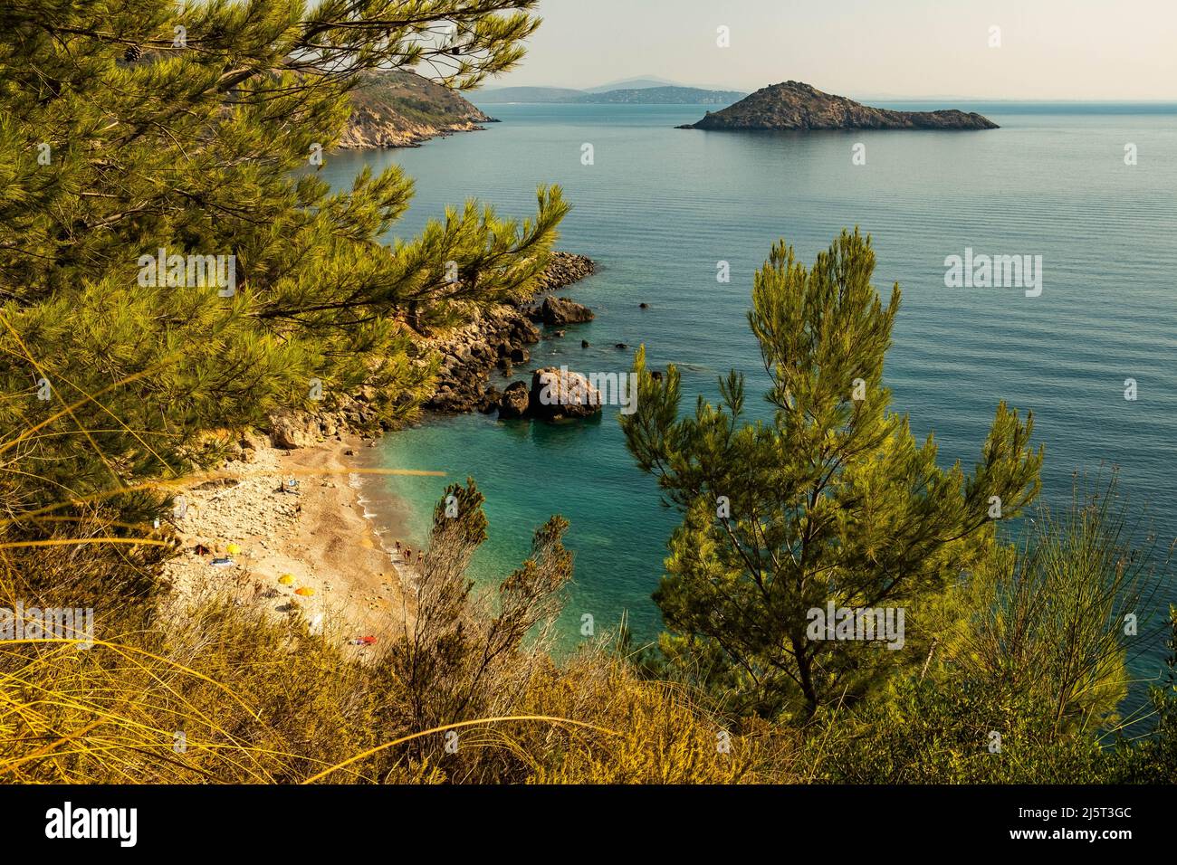 Blick auf den Strand 'Spiaggia Lunga' in Argentario, Toskana Stockfoto