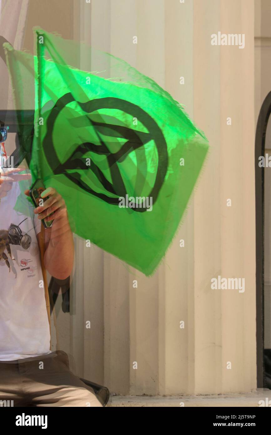 Am 2020. September haben sich die Demonstranten im Zentrum von London gegen den Klimawandel eingesetzt Stockfoto