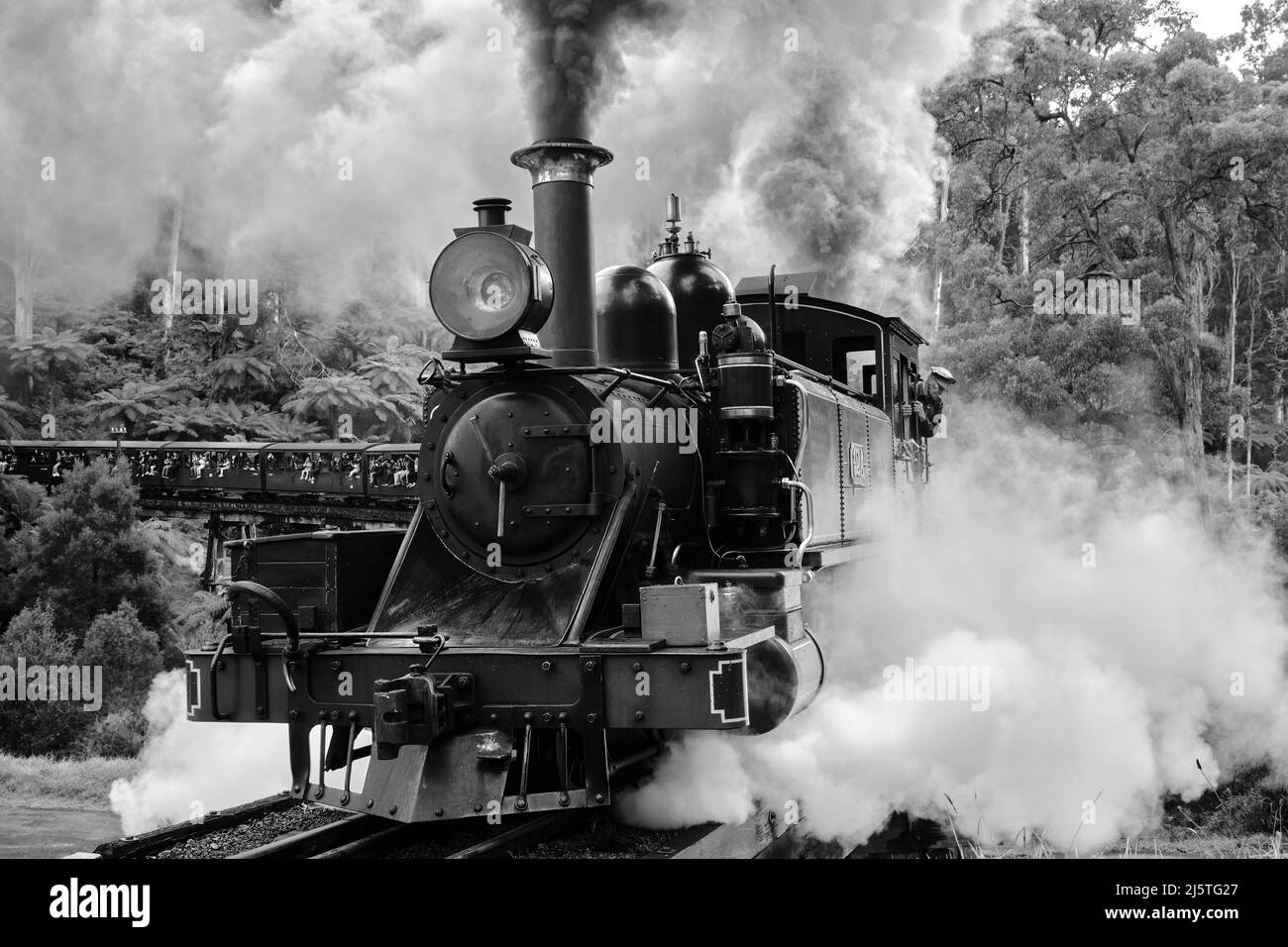 Puffing Billy Black and White Stockfoto
