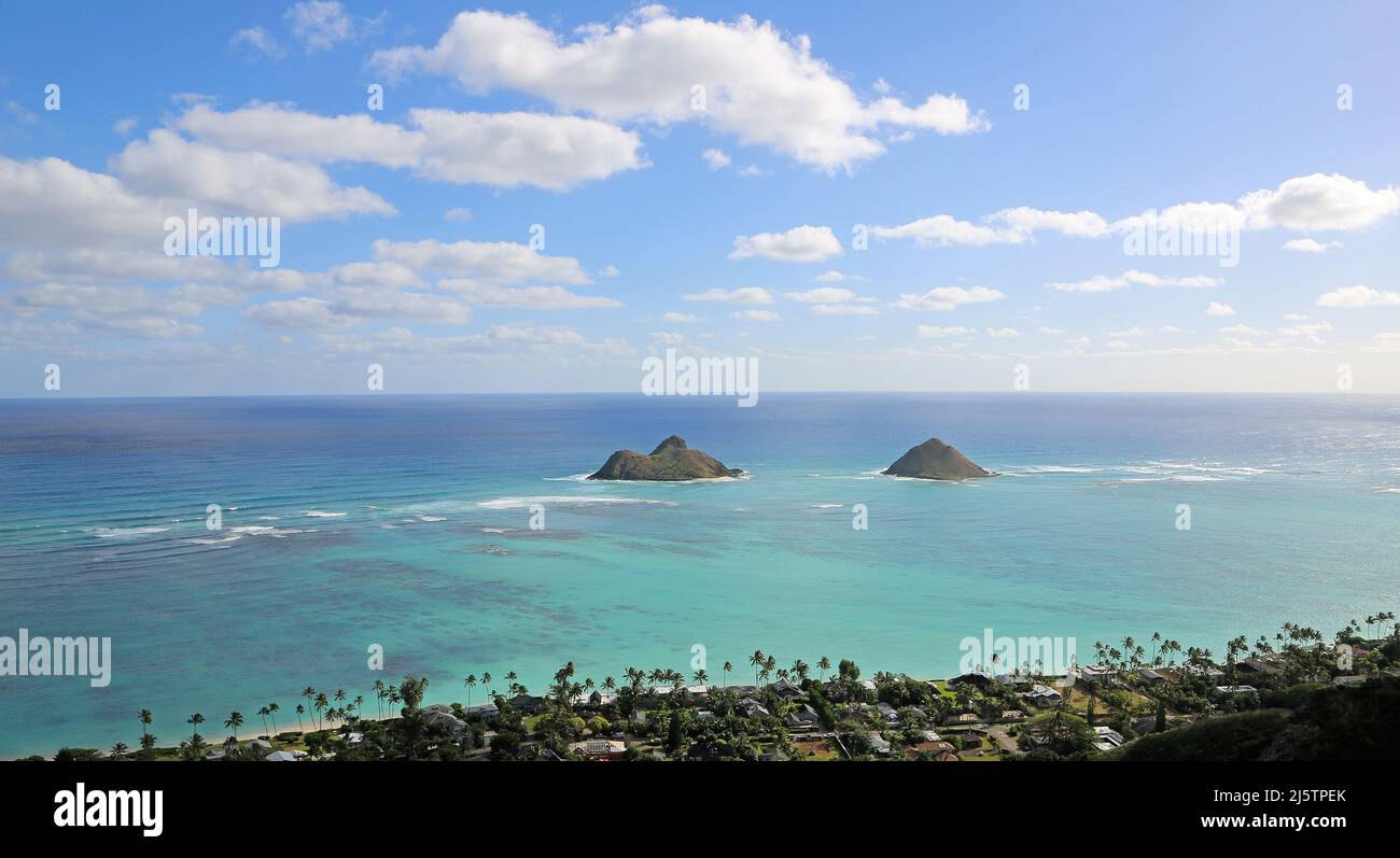 Na Mokulua Inselchen - Hawaii Stockfoto