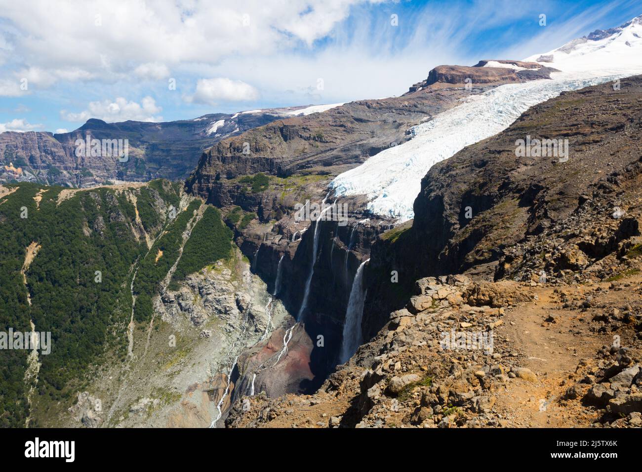 Berg Tronador und Gletscher von Alerce und Castano Overa Stockfoto