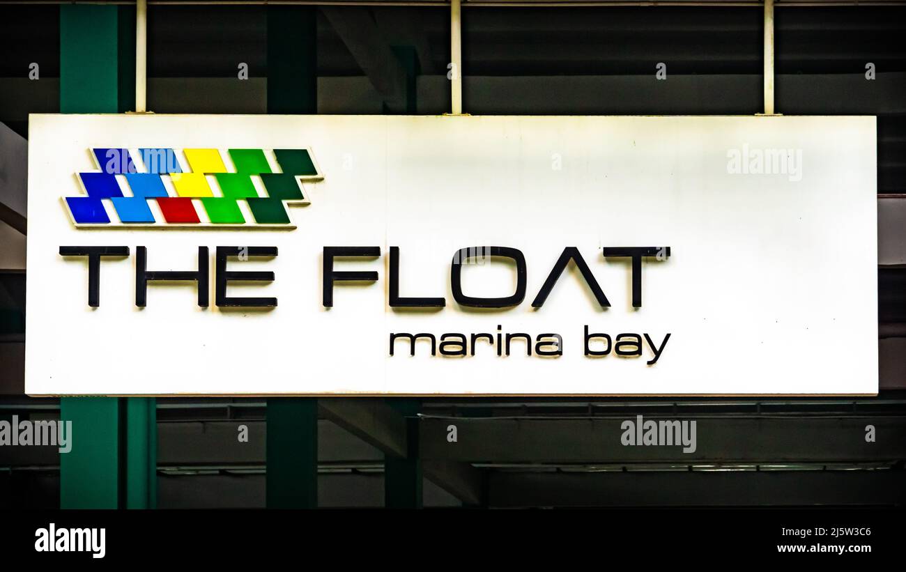 Das Float in Marina Bay war ein Mehrzweck-Veranstaltungsort im Freien im Downtown Core-Bereich von Marina Bay, Singapur. Stockfoto