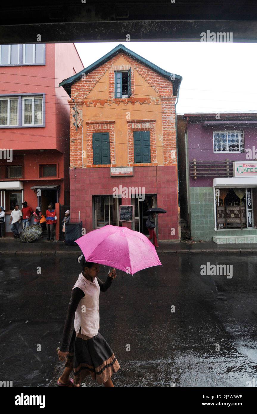 Ein regnerischer Tag in Antananarivo, Madagaskar. Stockfoto