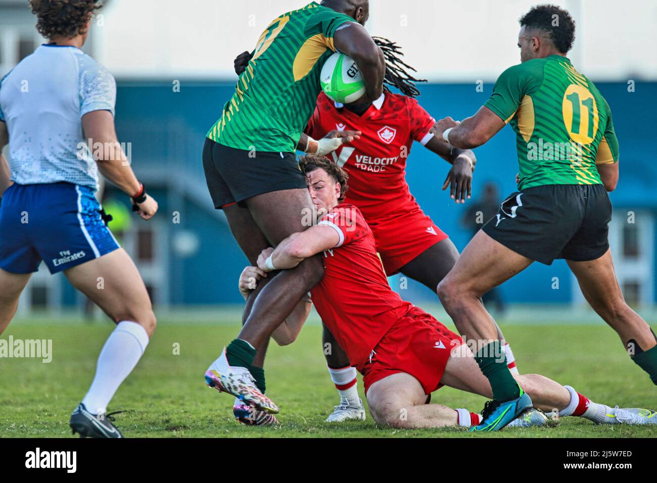 2022 wurde auf den Bahamas ein Sieben-Qualifikationsturnier im Rugby AUSGETRAGEN Stockfoto