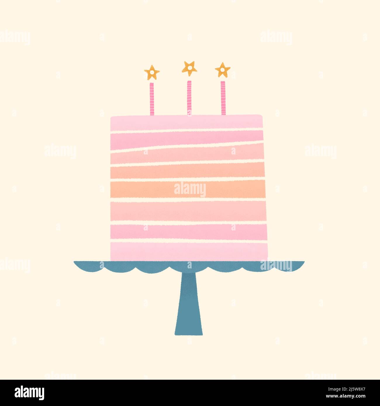 Geburtstagskuchen-Illustration. Fun Party Feier Design-Element. Stockfoto