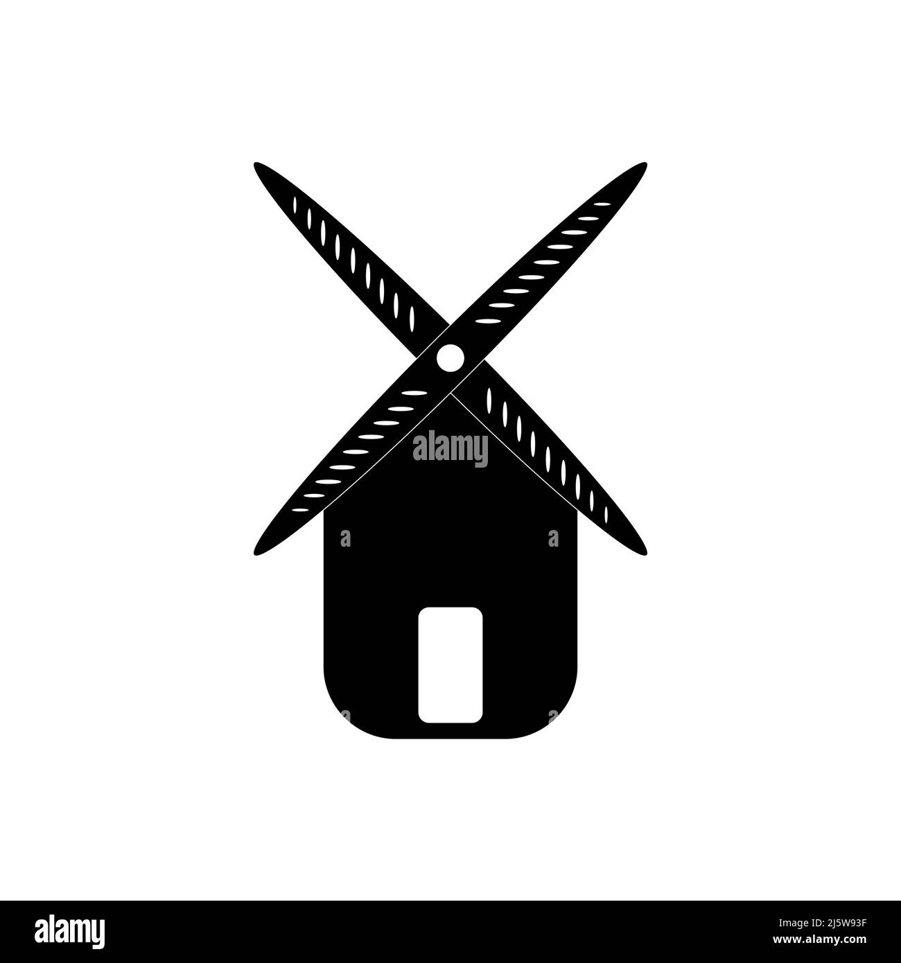Windmühle, Mill Icon, Logo isoliert auf weißem Hintergrund Stockfoto