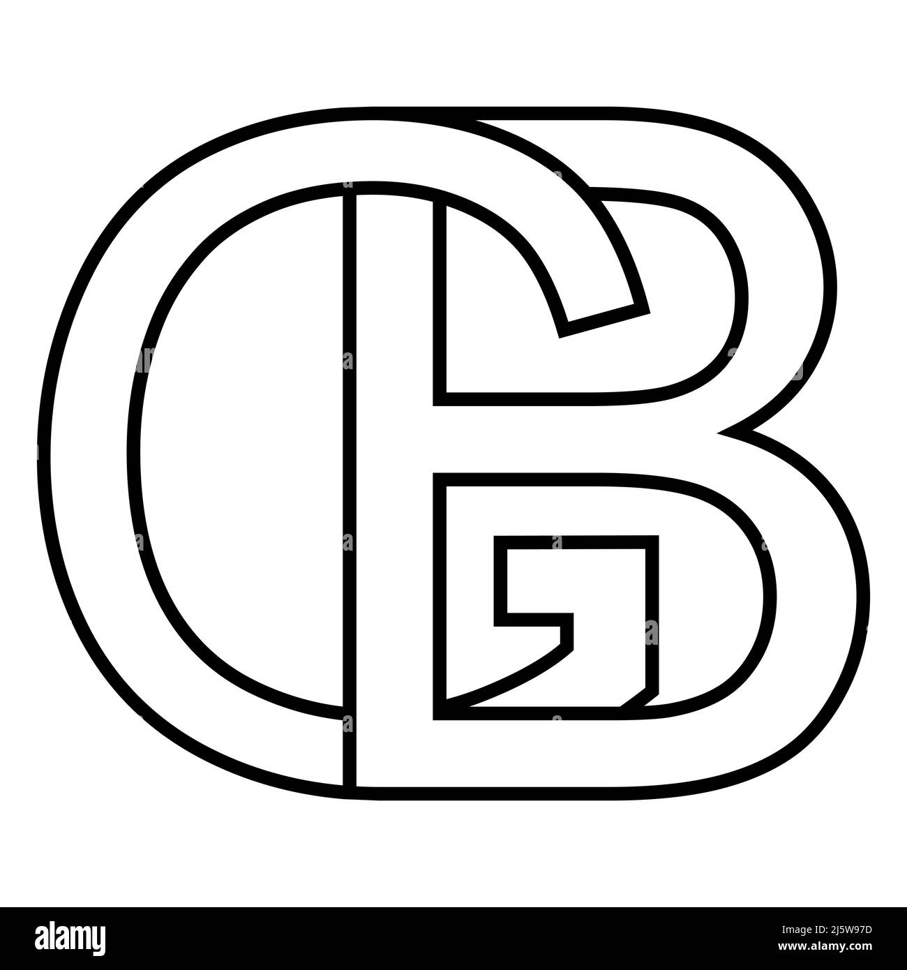 Logo-Zeichen gb bg-Symbol, nft gb-Zeilensprungbuchstaben g b Stock Vektor