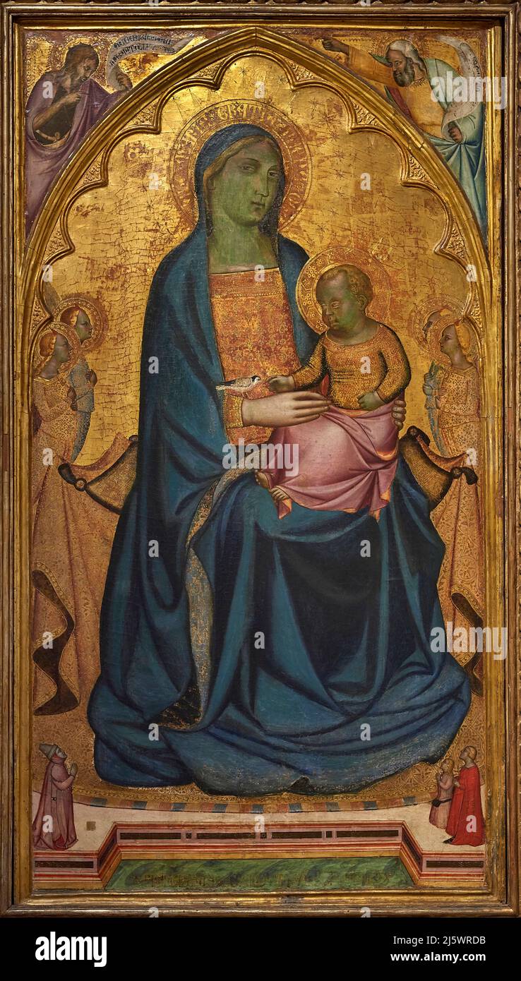 Madonna col Bambino in trono Fra angeli - tempera su tavola - Francesco di Neri da Volterra - 1355 - Modena, Italia,Galleria Estense Stockfoto