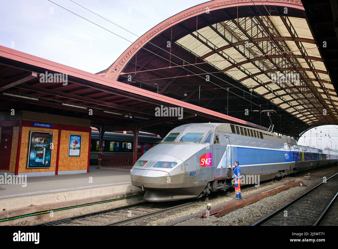 TGV, französischer Hochgeschwindigkeitszug, Bahnhof, Straßburg, Elsass, Frankreich, Europa Stockfoto