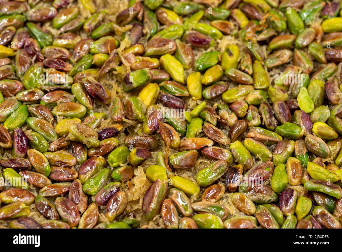 Pistazie kadayif. Kadayif Dessert in einer Nahaufnahme Tablett. Lokalen Namen fistikzade kadayif Stockfoto