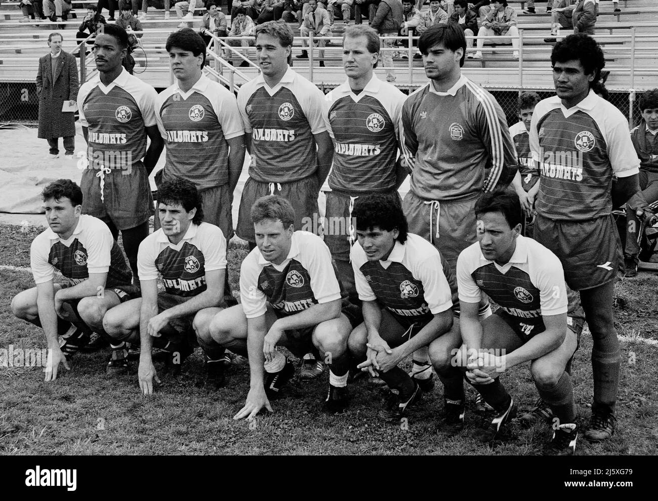 Teamfoto der Fußballmannschaft der Washingtoner Diplomaten aus dem Jahr 1990 Stockfoto