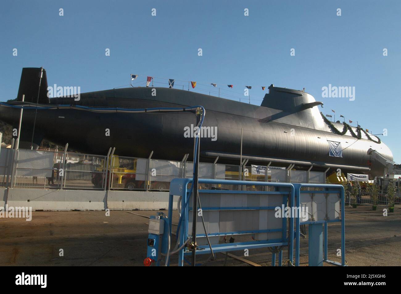 Start des U-Bootes Scirè für die italienische Marine auf den Fincantieri-Werften von Muggiano (La Spezia) Stockfoto