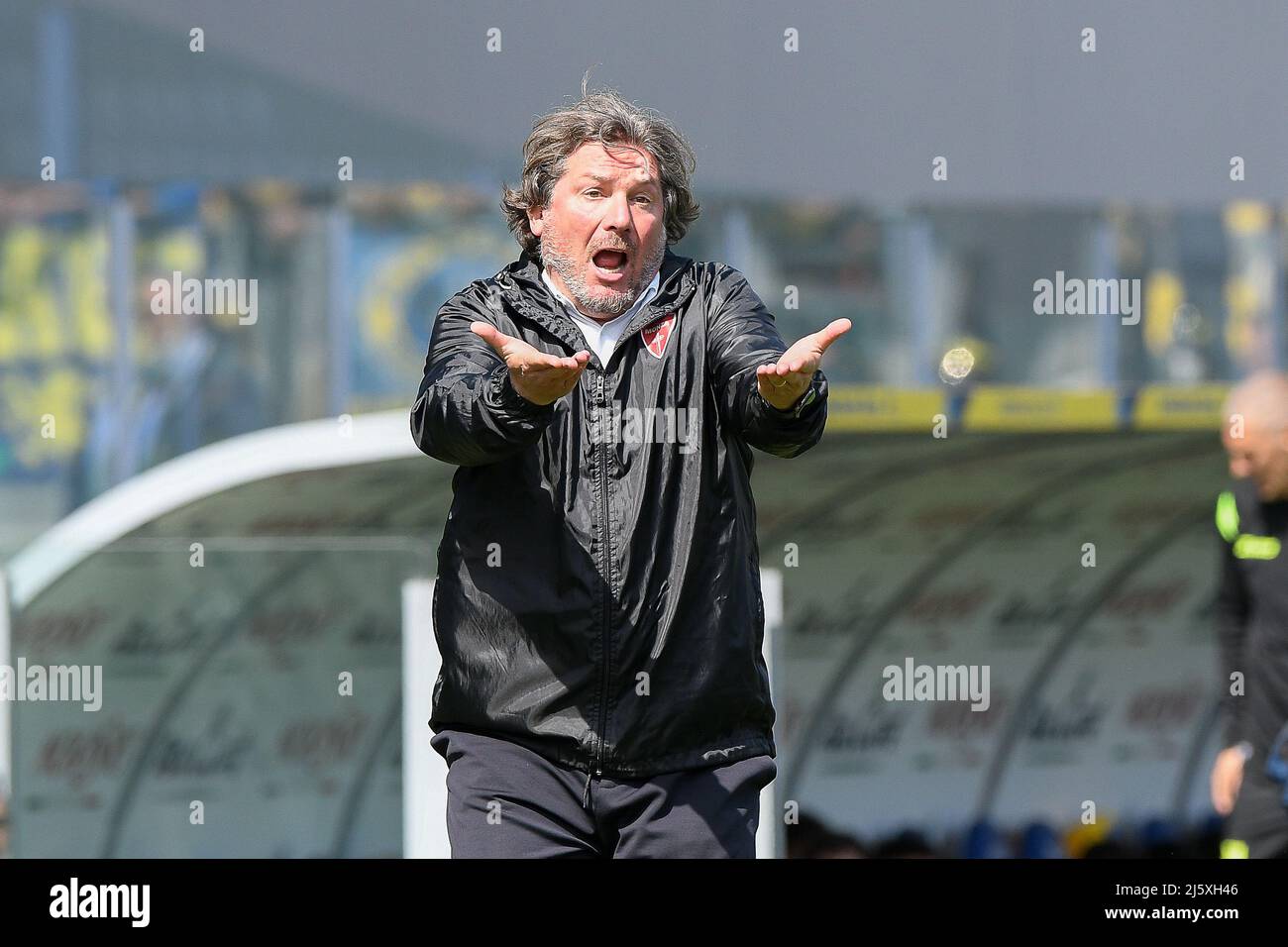 Frosinone, Italien. 25. April 2022. Giovanni Stroppa Trainer von AC Monza während des Fußballspiels der Serie B, Stadio Benito Stirpe, Frosinone gegen Monza, im Stadio Benito Stirpe Stadion, Frosinone Stadt, Italien. 25. April 2022 (Foto von AllShotLive/Sipa USA) Quelle: SIPA USA/Alamy Live News Stockfoto