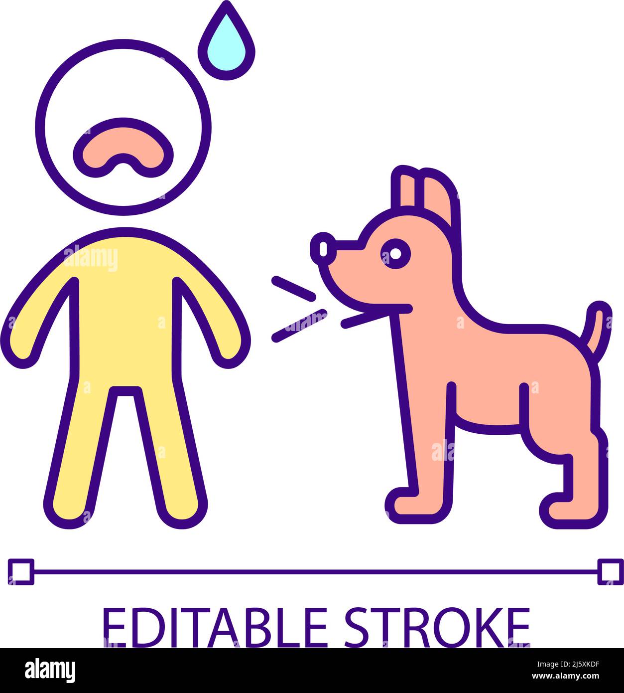 Kind hat Angst vor dem RGB-Farbsymbol des Hundes Stock Vektor