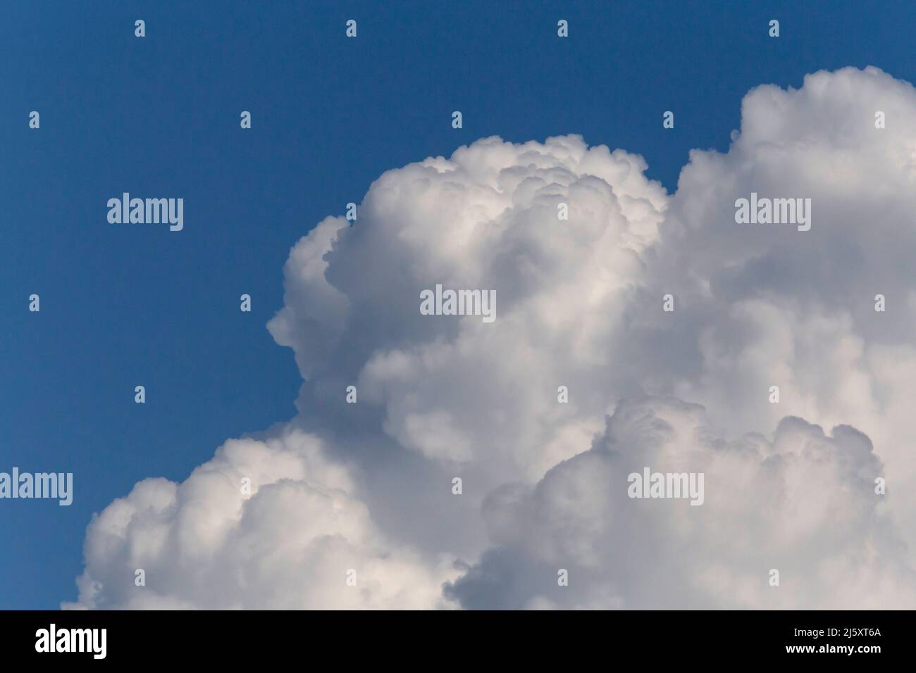 Nahaufnahme des Regens flauschige Wolke gegen blauen Himmel Stockfoto