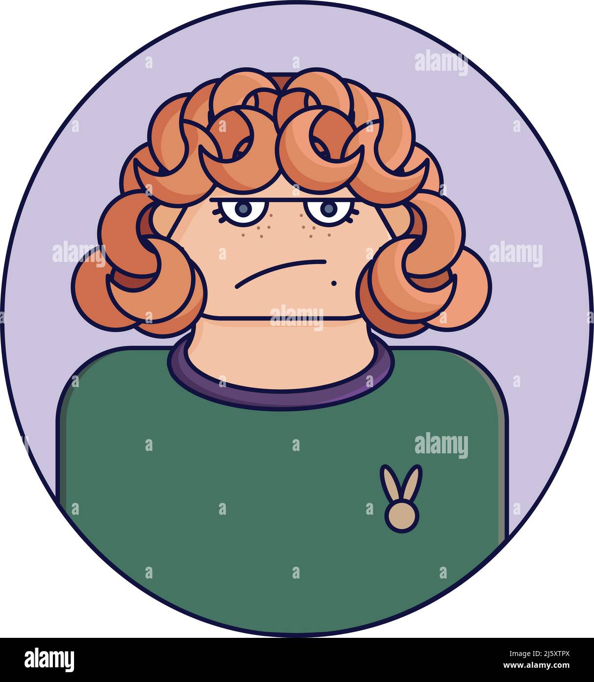 Gesichtsausdruck der Frau. Emotion Vektor flache Illustration von niedlichen Mädchen mit roten Haaren Stock Vektor