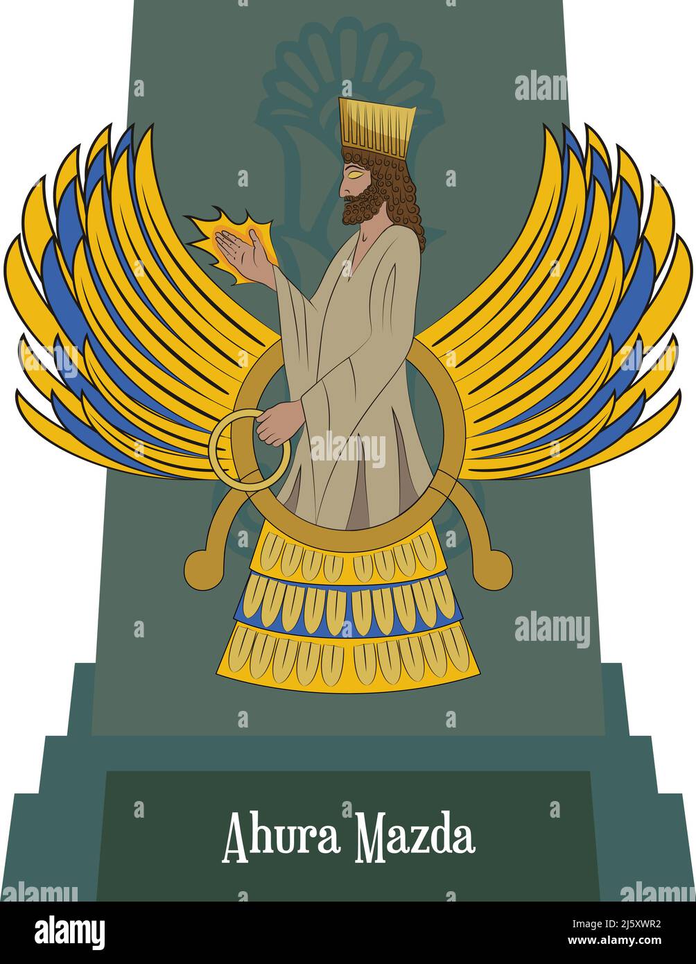 Illustration Vektor isoliert von persischen mythischen Göttern, Stock Vektor