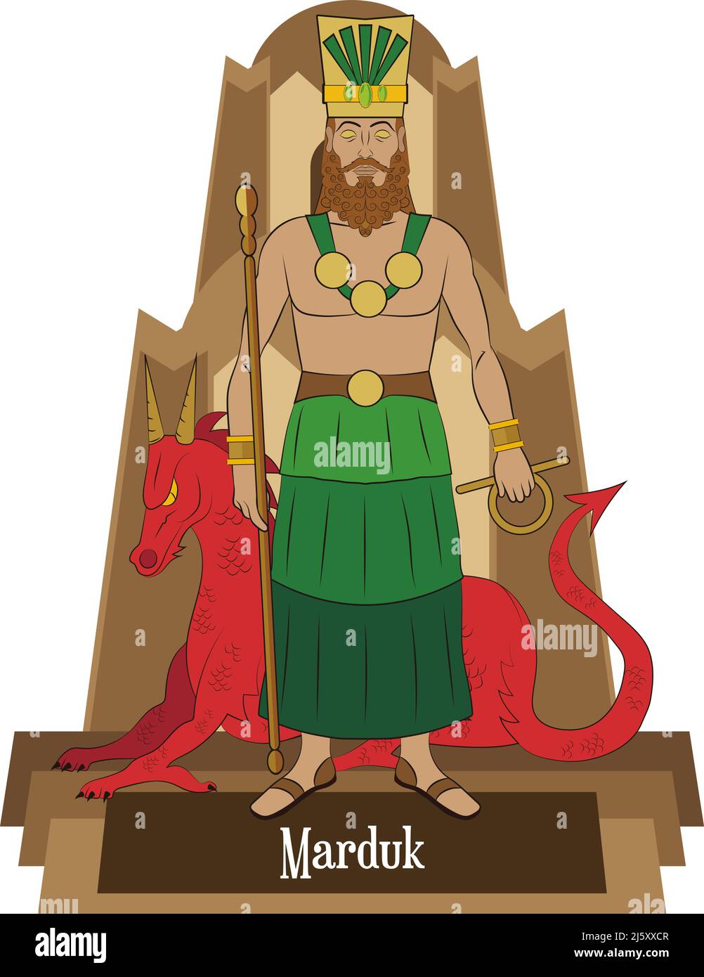 Illustration Vektor isoliert von mesopotamischen mythischen Göttern, Marduk Stock Vektor