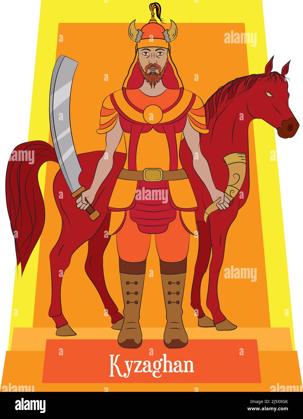 Illustration Vektor isoliert von mongolischen mythischen Göttern, Kizaghan Stock Vektor