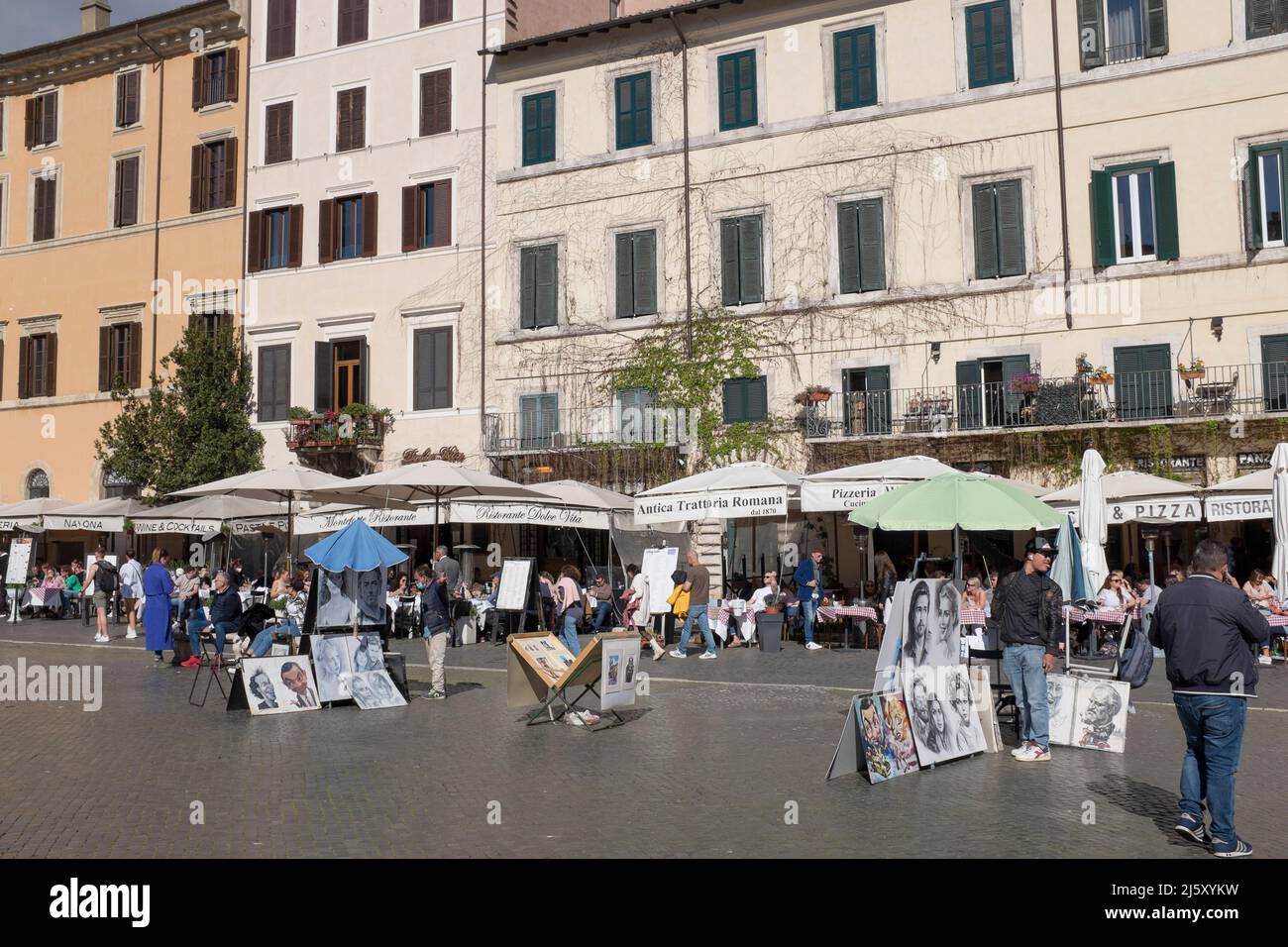 Picture Portrait Künstler auf der Piazza Navona Rom Italien Stockfoto