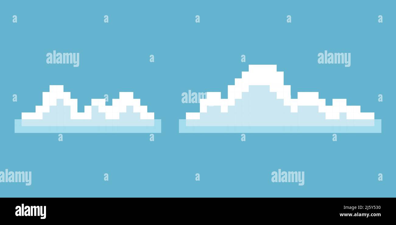 Pixel Cloud Symbole einfaches Design Stock Vektor