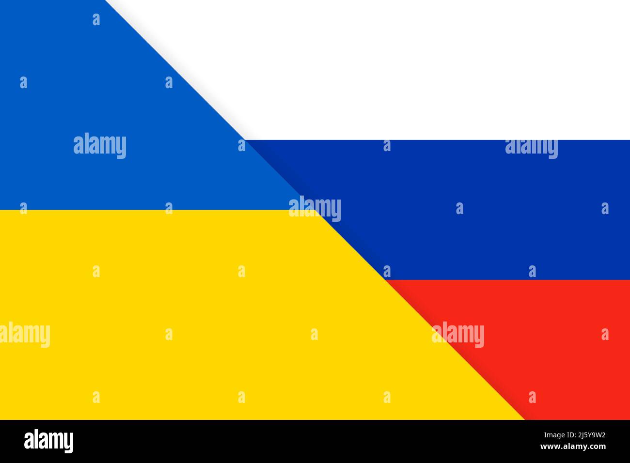 Ukraine mit Russland Flaggen Hintergrund. Stock Vektor