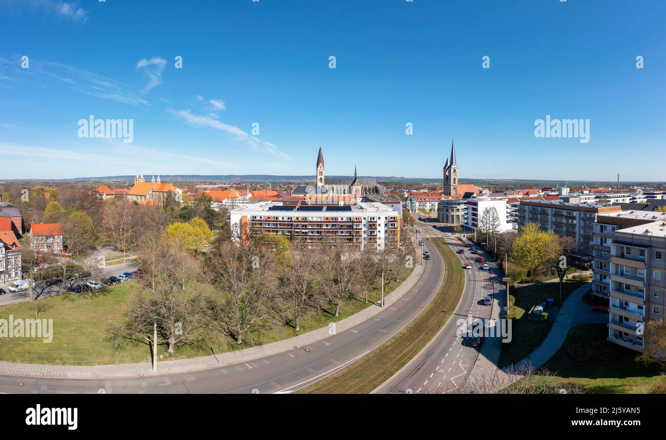 Luftbildaufnahmen Drohnenaufnahmen aus Halberstadt Harz Stockfoto