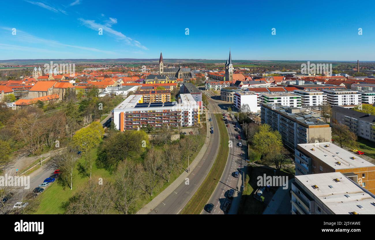Luftbildaufnahmen Drohnenaufnahmen aus Halberstadt Harz Stockfoto