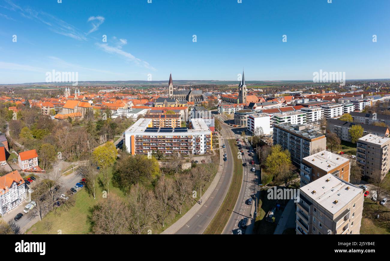 Luftbildaufnahmen Drohnenaufnahmen aus Halberstadt Harz Stockfoto