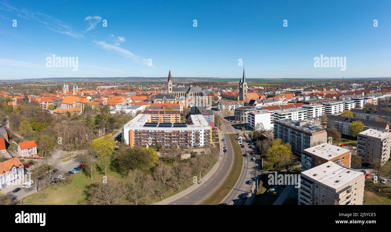 Luftbildaufnahmen Drohnenaufnahmen aus Halberstadt Harz Stockfoto